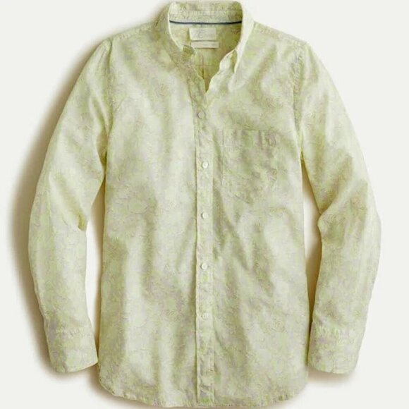 J.Crew Classic-Fit Cotton Voile Shirt Rose Vines Floral Neon Preppy Fairy Sz2 - Picture 2 of 9